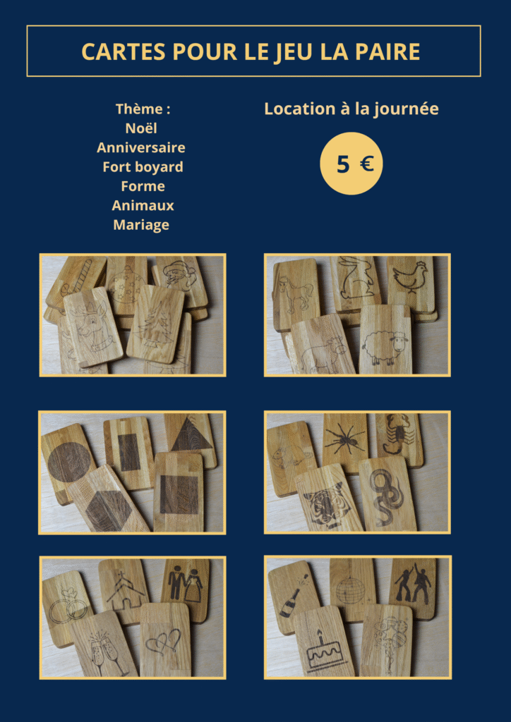 Cartes pour le jeu la paire