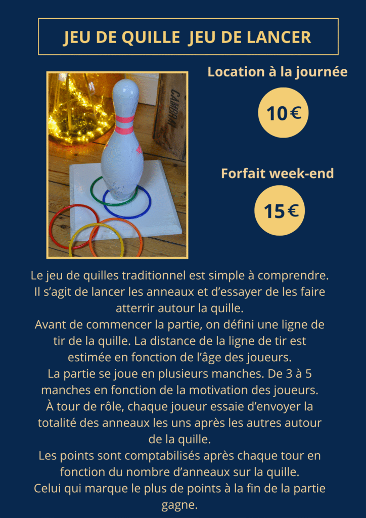 JEU DE QUILLE JEU DE LANCER