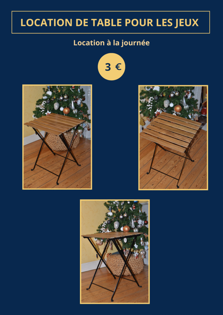 Location de table pour les jeux